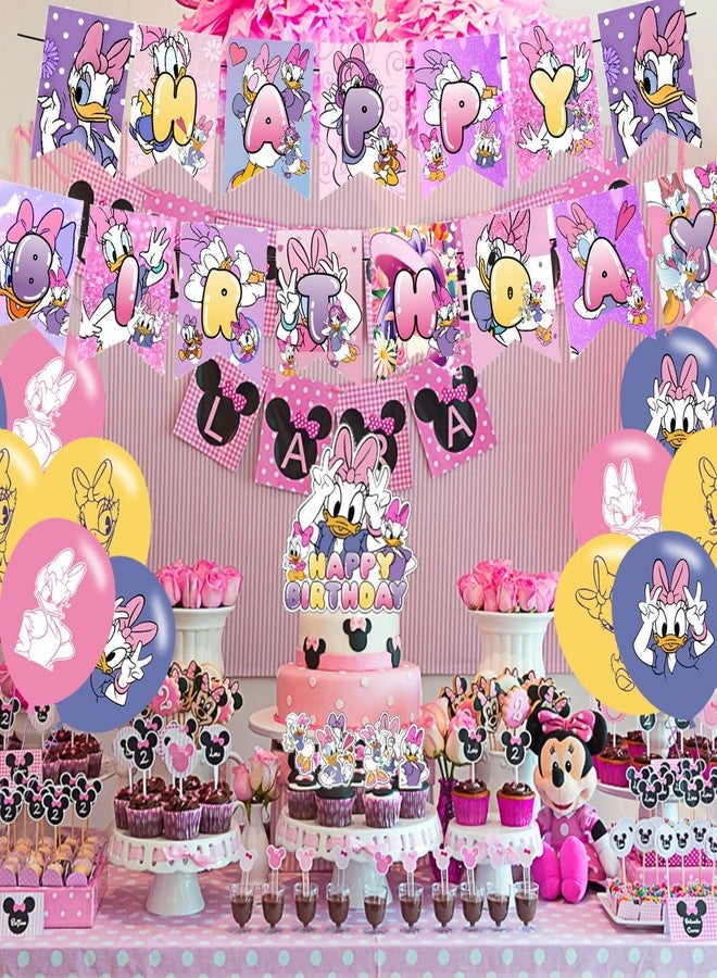 karg Daisy Duck Party Decoration Set - Movie Theme Banner, Cake Topper, Latex Balloons for Fan's Birthday Supplies - Image 4